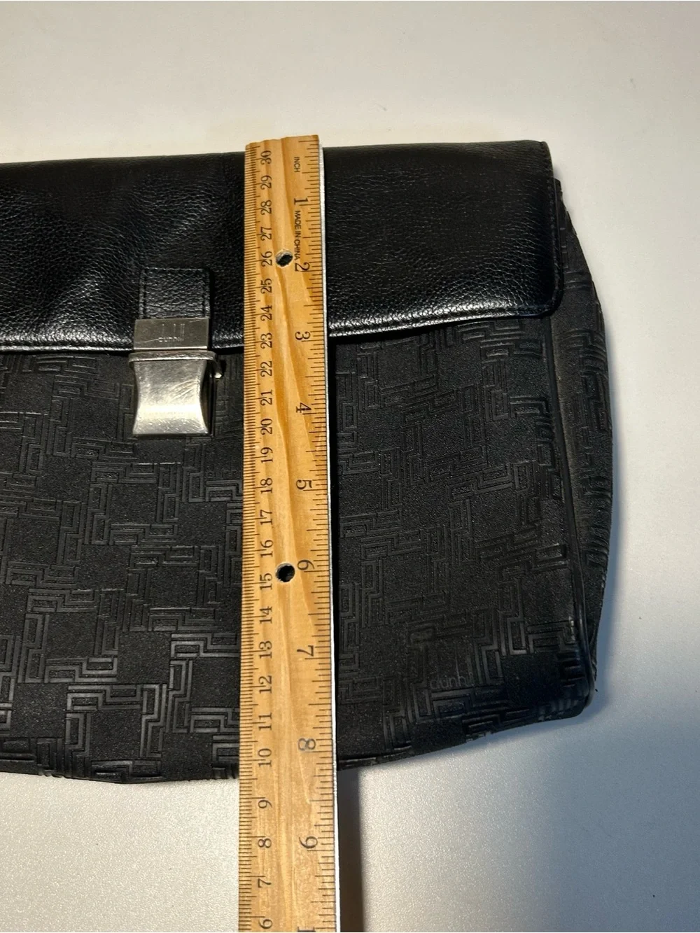 Dunhill Vintage Black Pouch Patterned Clutch Bag Travel Silver Clasp